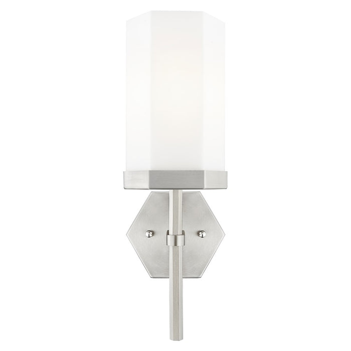 Innovations Blakeley 1Lt 5" Wall Sconce, Satin Nickel/White