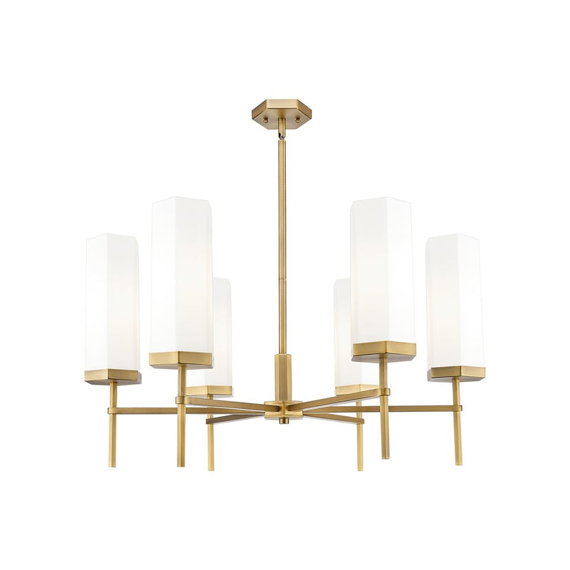 Innovations Blakeley 6Lt 32" Stem Chandelier, BB/White - 463-6CR-BB-G463-12WH