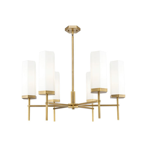 Innovations Blakeley 6Lt 32" Stem Chandelier, BB/White - 463-6CR-BB-G463-12WH