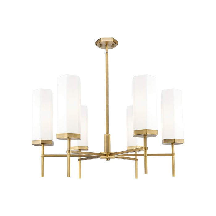 Innovations Blakeley 6Lt 32" Stem Chandelier, BB/White - 463-6CR-BB-G463-12WH