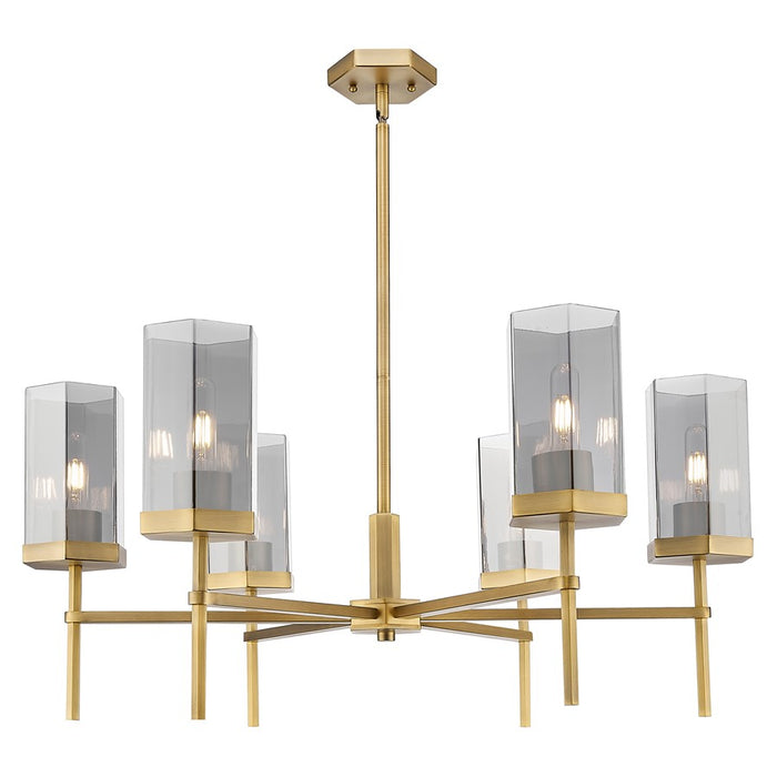 Innovations Blakeley 6Lt 32" Stem Chandelier, BB/Smoke - 463-6CR-BB-G463-8SM