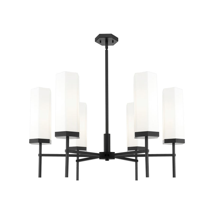 Innovations Blakeley 6Lt 32" Stem Chandelier, Black/White - 463-6CR-BK-G463-12WH