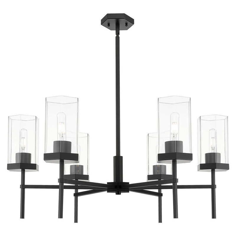 Innovations Blakeley 6Lt 32" Stem Chandelier, Black/Clear - 463-6CR-BK-G463-8CL