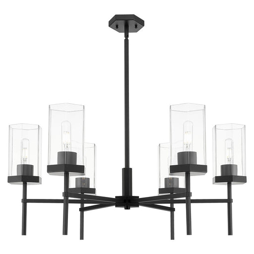Innovations Blakeley 6Lt 32" Stem Chandelier, Black/Clear - 463-6CR-BK-G463-8CL