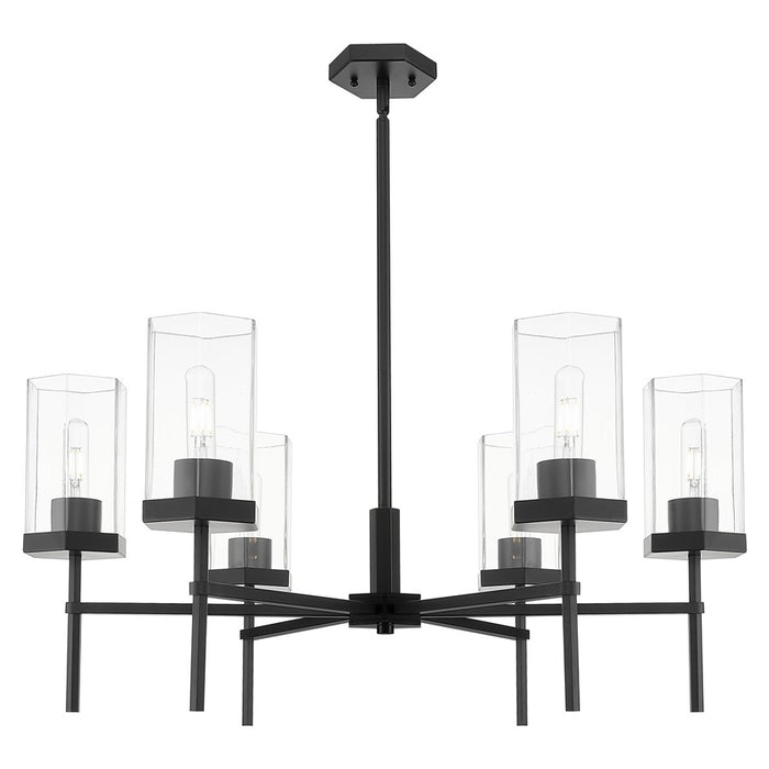 Innovations Blakeley 6Lt 32" Stem Chandelier, Black/Clear - 463-6CR-BK-G463-8CL