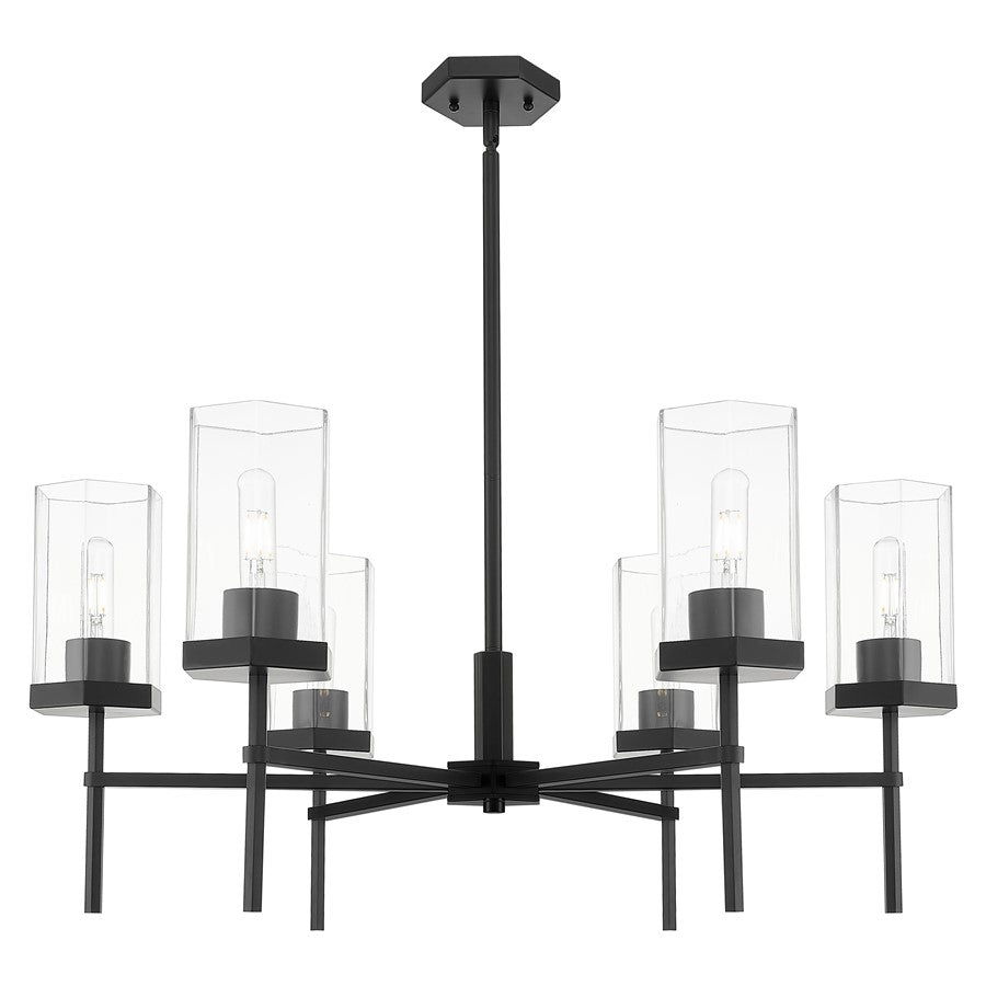 Innovations Blakeley 6Lt 32" Stem Chandelier, Black/Clear - 463-6CR-BK-G463-8CL