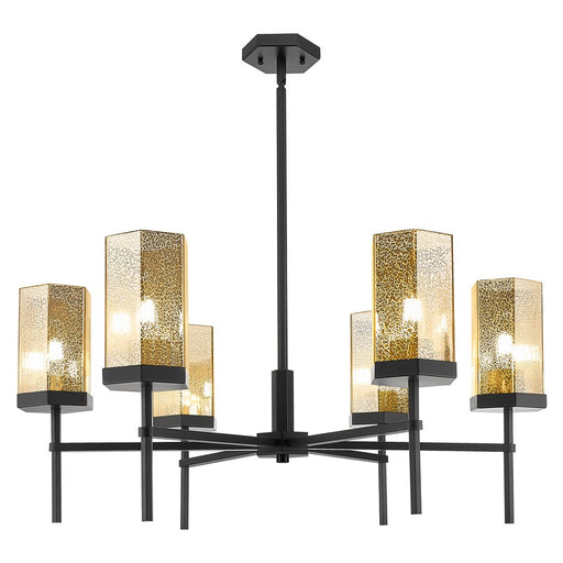 Innovations Blakeley 6Lt 32" Stem Chandelier, Black/Merc - 463-6CR-BK-G463-8ME