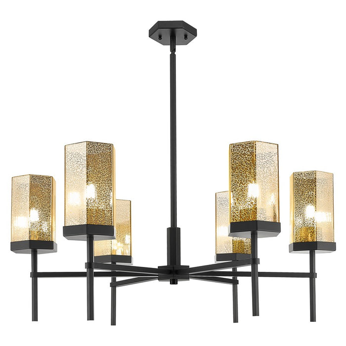 Innovations Blakeley 6Lt 32" Stem Chandelier, Black/Merc - 463-6CR-BK-G463-8ME