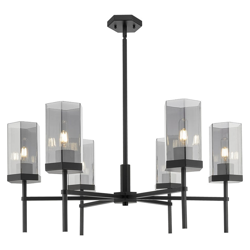 Innovations Blakeley 6Lt 32" Stem Chandelier, Black/Smoke - 463-6CR-BK-G463-8SM