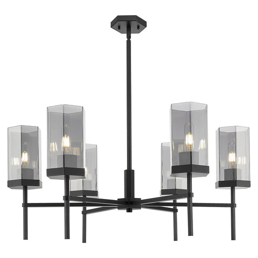 Innovations Blakeley 6Lt 32" Stem Chandelier, Black/Smoke - 463-6CR-BK-G463-8SM