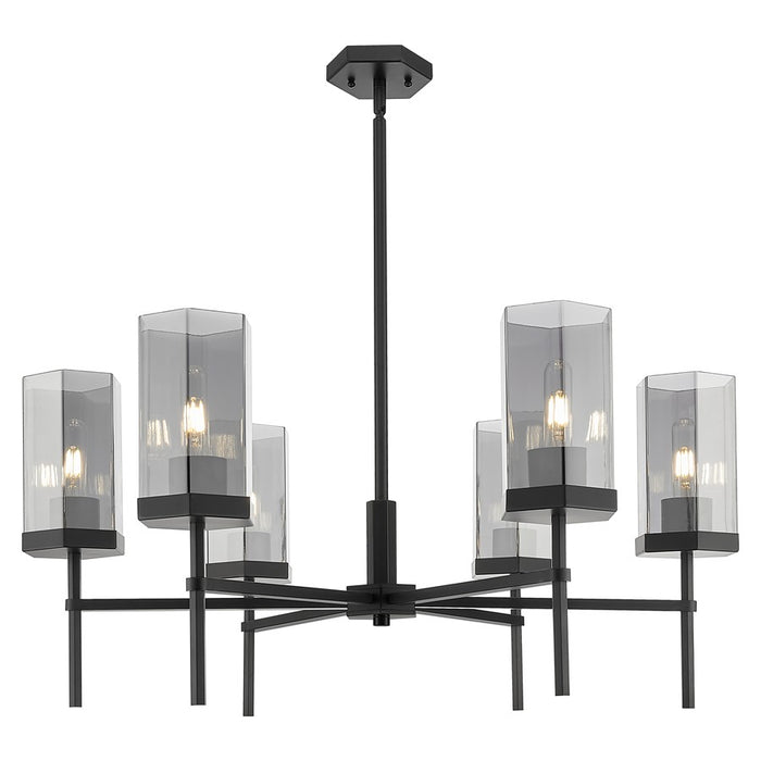 Innovations Blakeley 6Lt 32" Stem Chandelier, Black/Smoke - 463-6CR-BK-G463-8SM