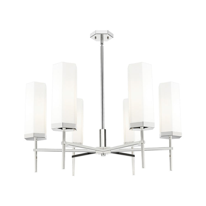 Innovations Blakeley 6Lt 32" Stem Chandelier, PN/White - 463-6CR-PN-G463-12WH