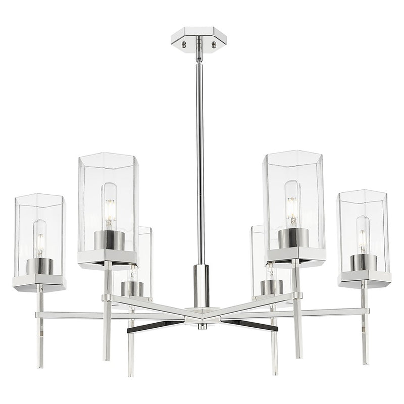 Innovations Blakeley 6Lt 32" Stem Chandelier, PN/Clear - 463-6CR-PN-G463-8CL