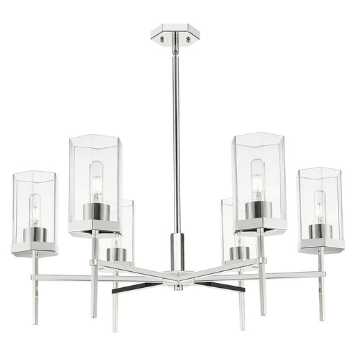 Innovations Blakeley 6Lt 32" Stem Chandelier, PN/Clear - 463-6CR-PN-G463-8CL