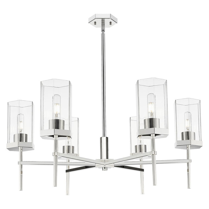 Innovations Blakeley 6Lt 32" Stem Chandelier, PN/Clear - 463-6CR-PN-G463-8CL