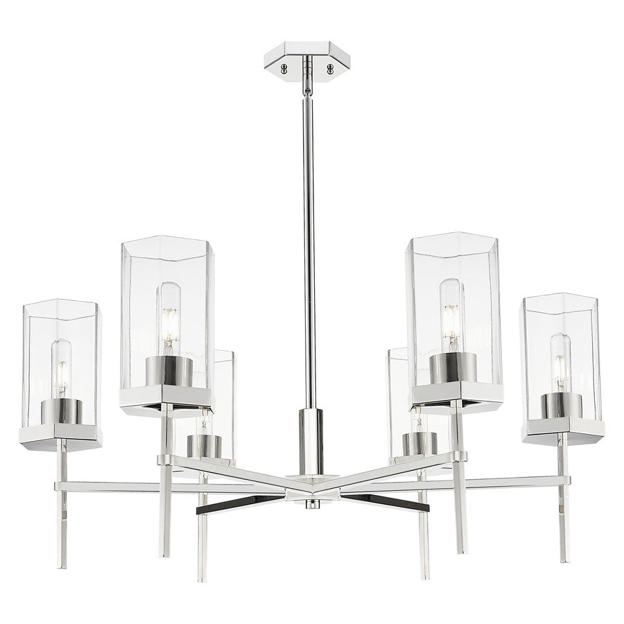 Innovations Blakeley 6Lt 32" Stem Chandelier, PN/Clear - 463-6CR-PN-G463-8CL