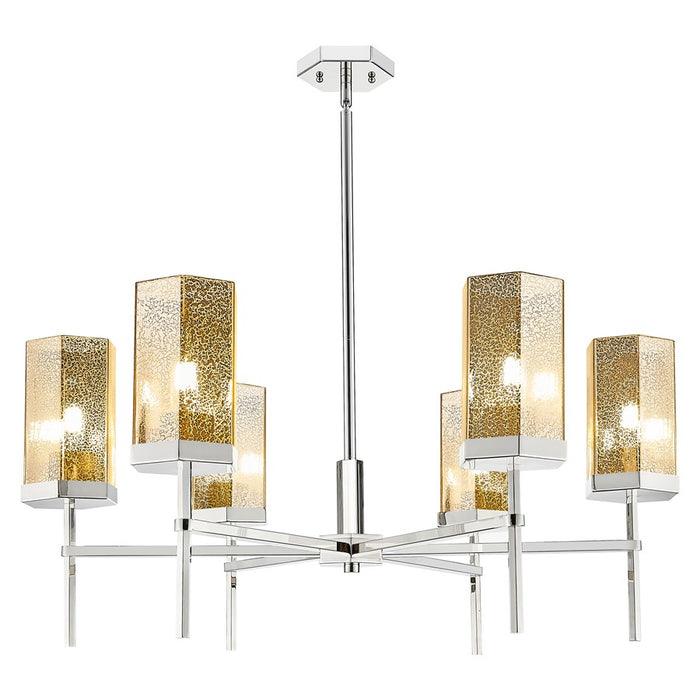 Innovations Blakeley 6Lt 32" Stem Chandelier, PN/Merc - 463-6CR-PN-G463-8ME