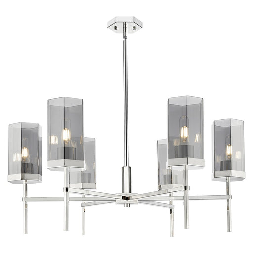 Innovations Blakeley 6Lt 32" Stem Chandelier, PN/Smoke - 463-6CR-PN-G463-8SM