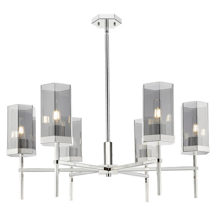 Innovations Blakeley 6Lt 32" Stem Chandelier, PN/Smoke - 463-6CR-PN-G463-8SM