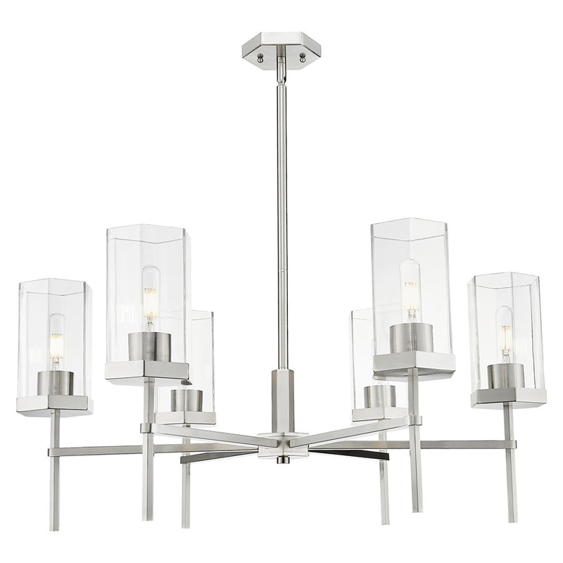 Innovations Blakeley 6Lt 32" Stem Chandelier, SN/Clear - 463-6CR-SN-G463-8CL