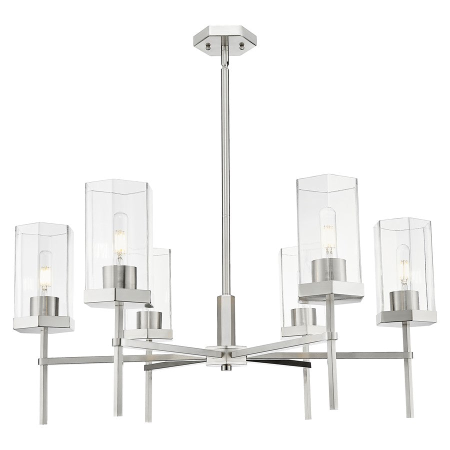 Innovations Blakeley 6Lt 32" Stem Chandelier, SN/Clear - 463-6CR-SN-G463-8CL