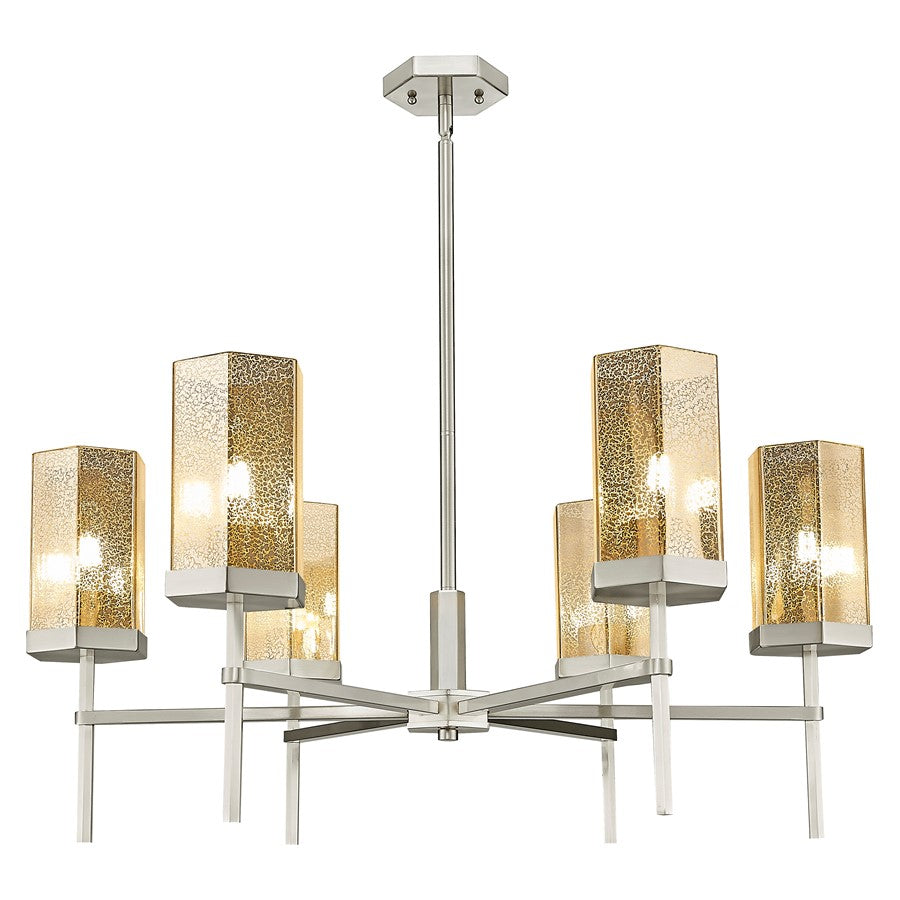 Innovations Blakeley 6Lt 32" Stem Chandelier, SN/Merc - 463-6CR-SN-G463-8ME