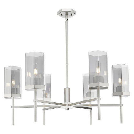 Innovations Blakeley 6Lt 32" Stem Chandelier, SN/Smoke - 463-6CR-SN-G463-8SM