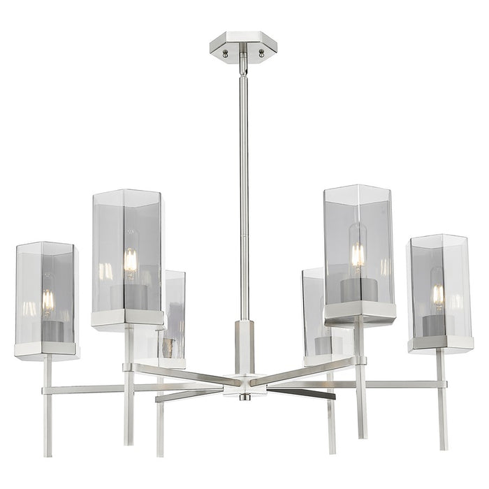 Innovations Blakeley 6Lt 32" Stem Chandelier, SN/Smoke - 463-6CR-SN-G463-8SM