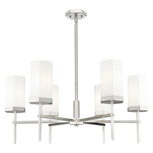 Innovations Blakeley 6Lt 32" Stem Chandelier, SN/White - 463-6CR-SN-G463-8WH