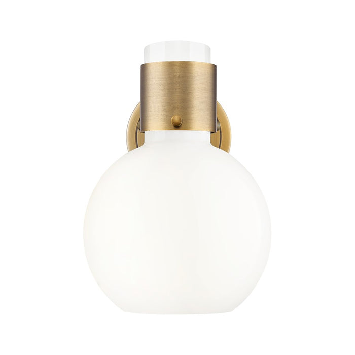 Innovations Lawton Sphere 1Lt 8" Sconce, Brushed Brass/Gloss White