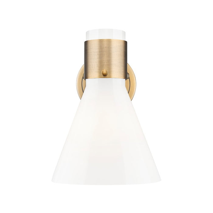Innovations Lawton Cone 1Lt 8" Sconce, Brushed Brass/Gloss White
