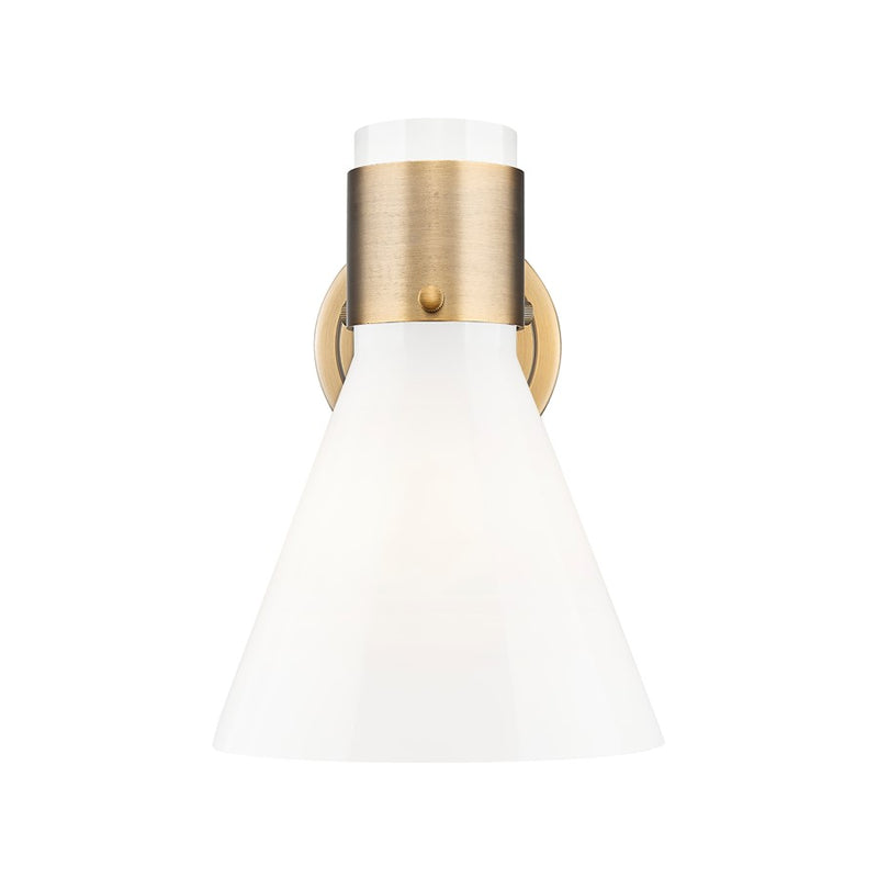 Innovations Lawton Cone 1Lt 8" Sconce, Brushed Brass/Gloss White
