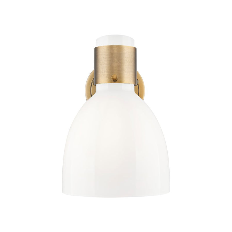 Innovations Lawton Bell 1Lt 8" Sconce, Brushed Brass/Gloss White