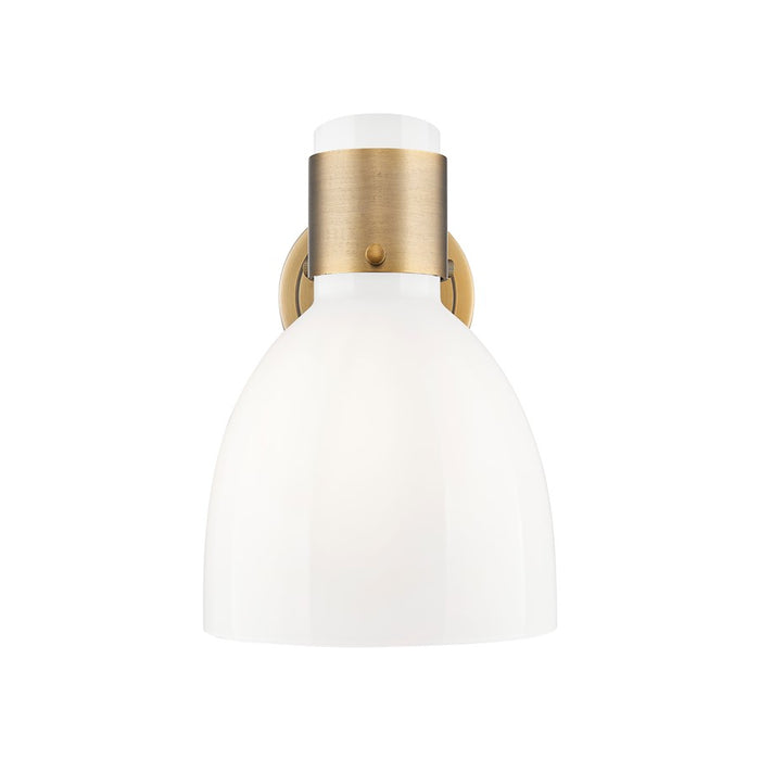 Innovations Lawton Bell 1Lt 8" Sconce, Brushed Brass/Gloss White