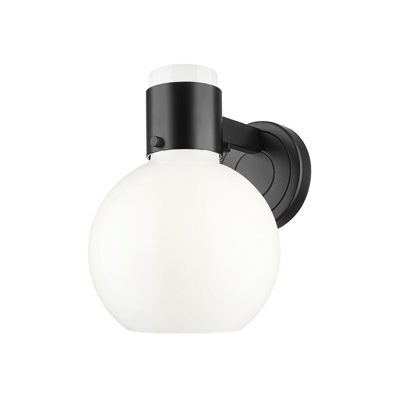 Innovations Lawton Sphere 1Lt 8" Sconce, Black/Gloss White - 464-1W-BK-G464B-7GW