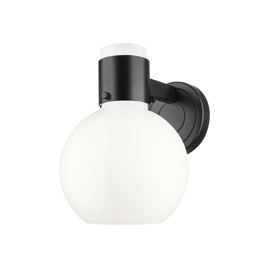 Innovations Lawton Sphere 1Lt 8" Sconce, Black/Gloss White - 464-1W-BK-G464B-7GW