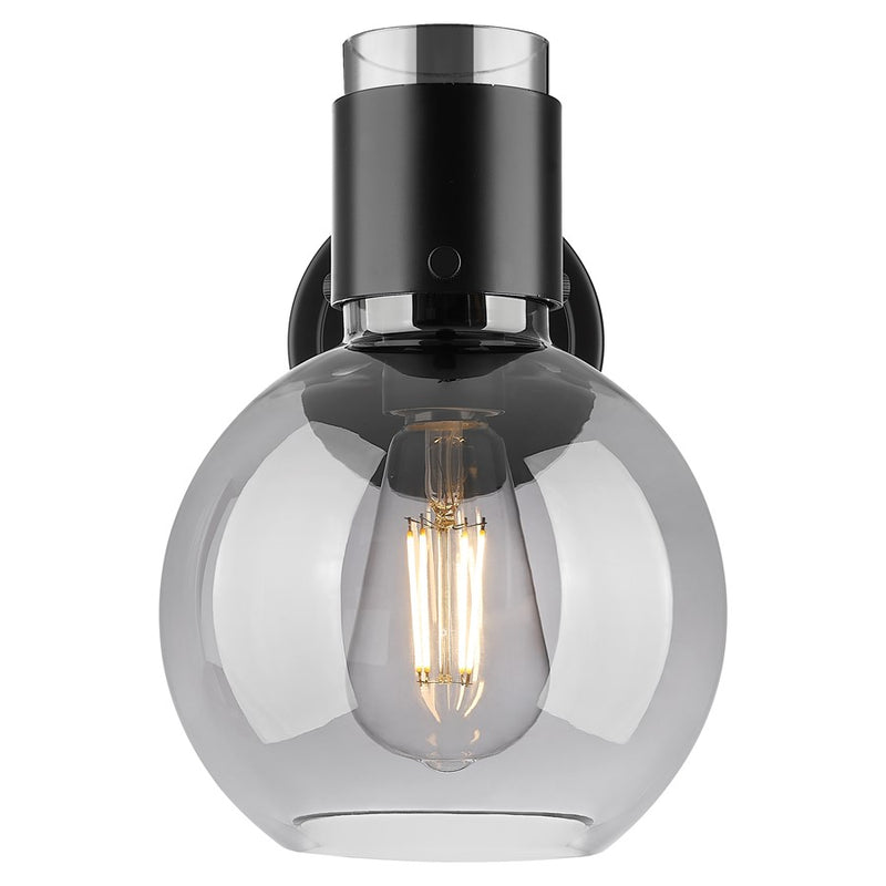 Innovations Lawton Sphere 1Lt 8" Wall Sconce, Black/Smoke