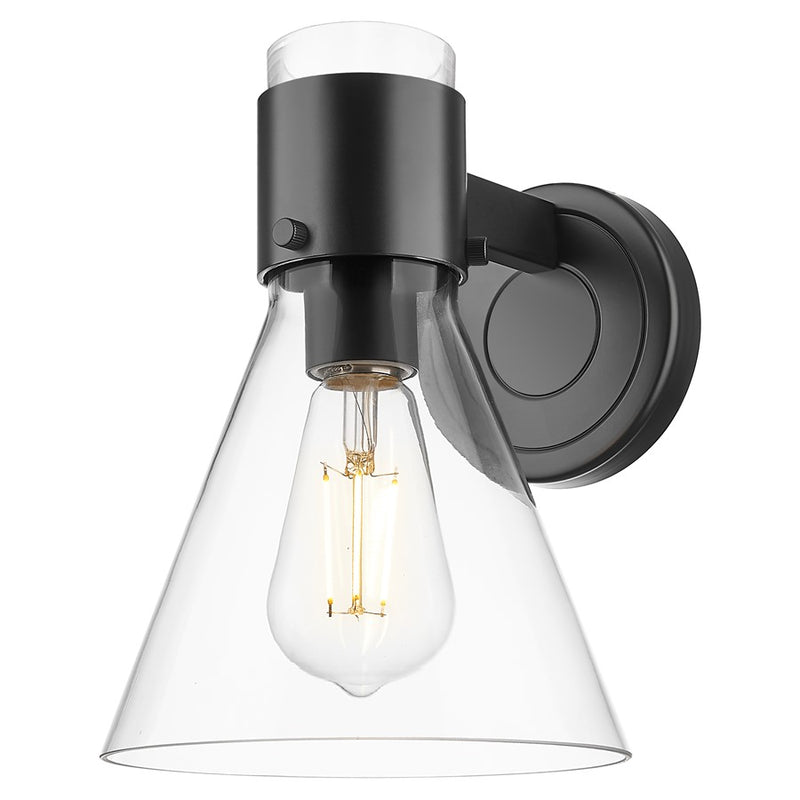 Innovations Lawton Cone 1Lt 8" Wall Sconce, Black/Clear - 464-1W-BK-G464C-7CL