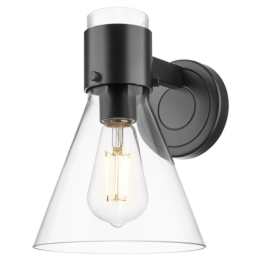 Innovations Lawton Cone 1Lt 8" Wall Sconce, Black/Clear - 464-1W-BK-G464C-7CL