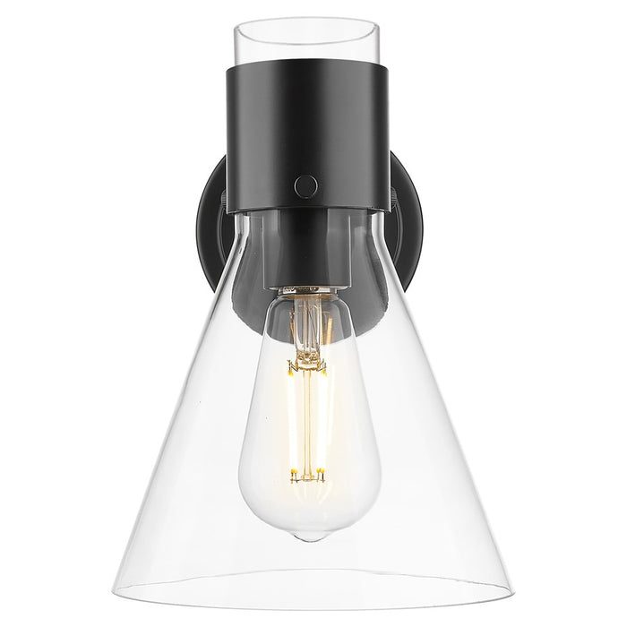 Innovations Lawton Cone 1Lt 8" Wall Sconce, Black/Clear