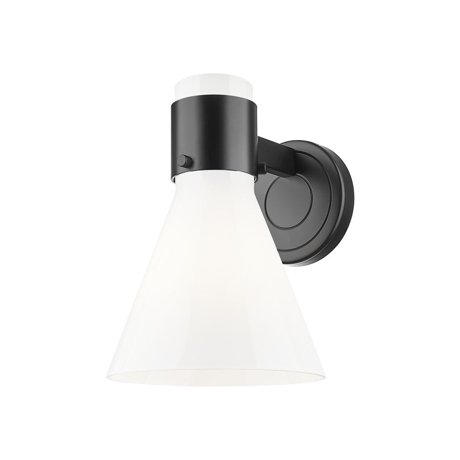 Innovations Lawton Cone 1Lt 8" Sconce, Black/Gloss White - 464-1W-BK-G464C-7GW