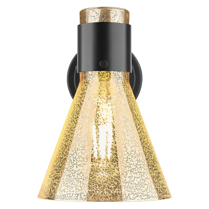 Innovations Lawton Cone 1Lt 8" Wall Sconce, Black/Mercury