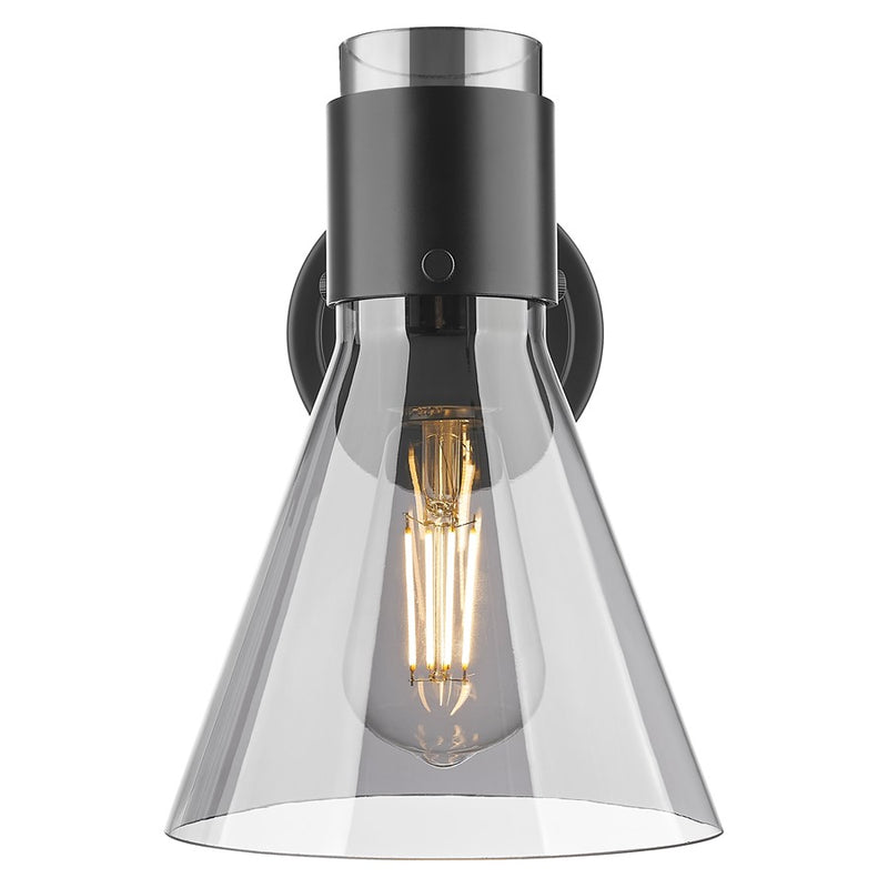 Innovations Lawton Cone 1Lt 8" Wall Sconce, Black/Smoke