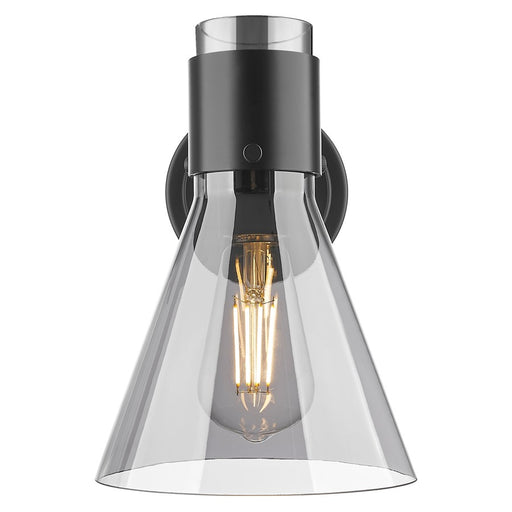 Innovations Lawton Cone 1Lt 8" Wall Sconce, Black/Smoke