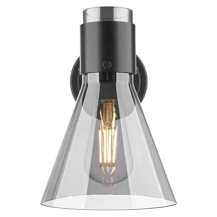 Innovations Lawton Cone 1Lt 8" Wall Sconce, Black/Smoke