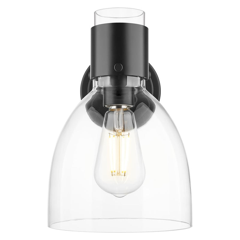 Innovations Lawton Bell 1Lt 8" Wall Sconce, Black/Clear