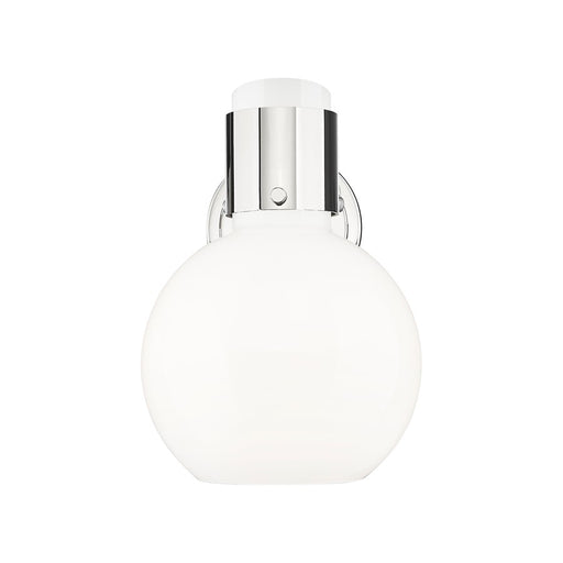 Innovations Lawton Sphere 1Lt 8" Sconce, Polished Nickel/Gloss White