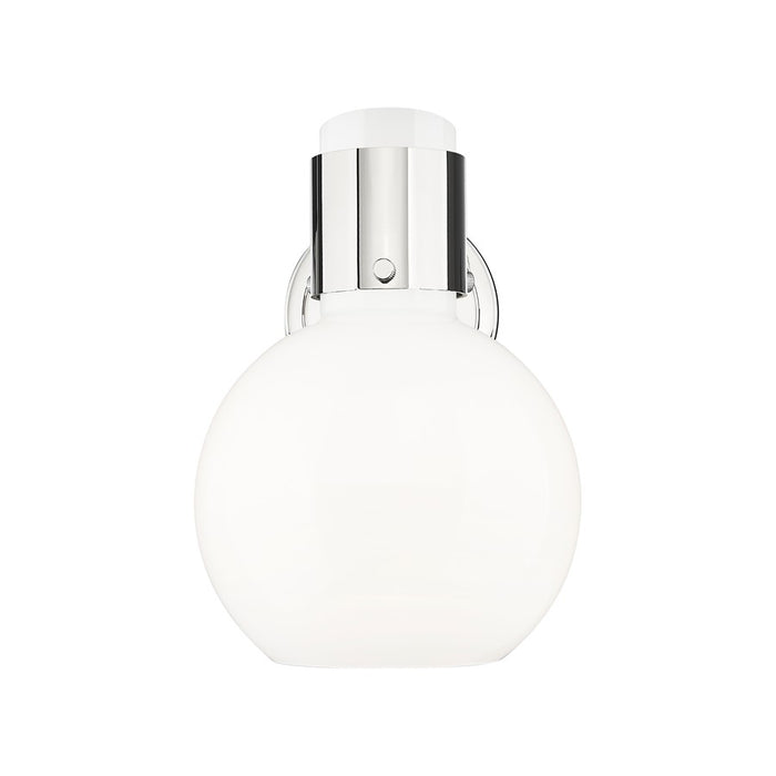 Innovations Lawton Sphere 1Lt 8" Sconce, Polished Nickel/Gloss White