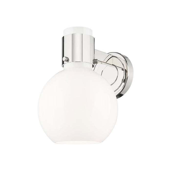 Innovations Lawton Sphere 1Lt 8" Sconce, Polished Nickel/Gloss White