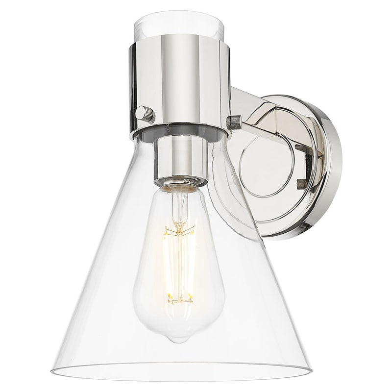 Innovations Lawton Cone 8" Wall Sconce, PN/Clear - 464-1W-PN-G464C-7CL